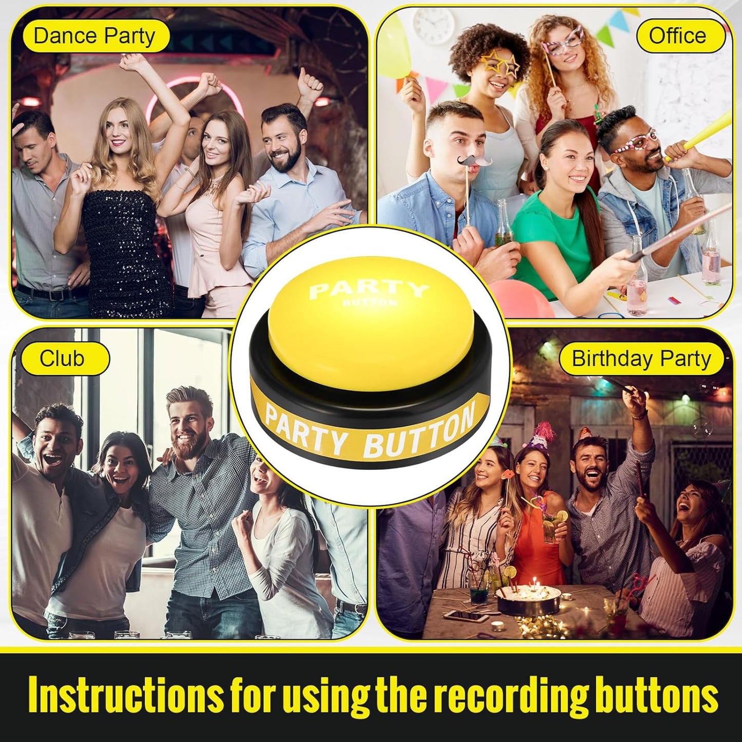 Dance Party Button with Music Sound Button Desk Toys for Office for Adults Classroom Buzzers Novelty Fun Gag Gifts Office Toys Desk Decor Gadget, 4.5 x 4.5 x 1.5 Inch (Fresh Style)