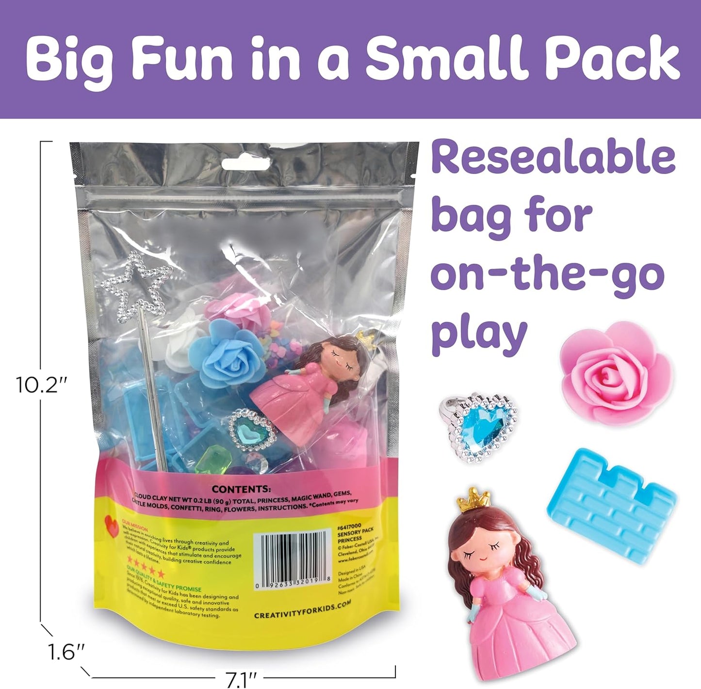 Creativity for Kids Sensory Pack: Princess - Calm Down Corner and Sensory Bin Filler Supplies, Car Activities for Kids, Princess Gifts for Girls, Sensory Toys for Toddlers Ages 3-4+