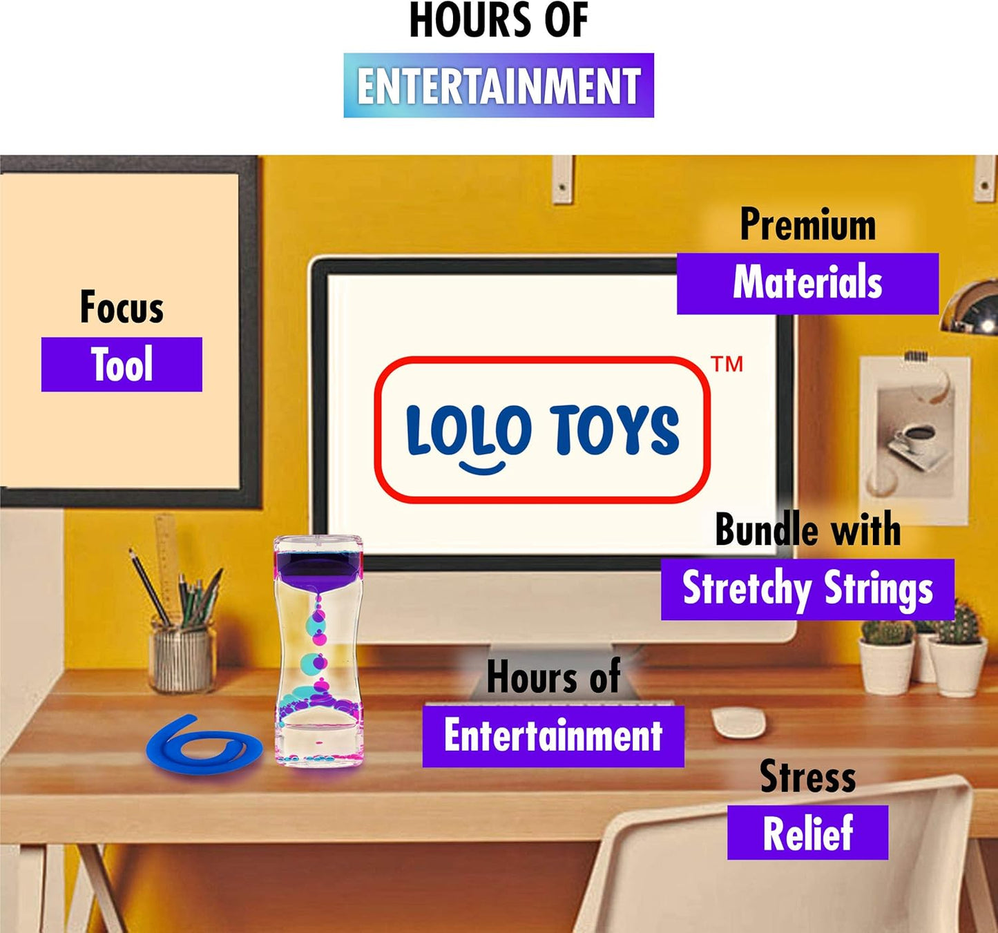 Liquid Motion Bubbler Sensory Toys – 2 Pc Set Bundle Stretchy String Fidget Toys Timer for Stress Relief and Anxiety Relief Great for Adults, Kids ADHD Autism ADD Hyperactivity Relaxation figit Blue