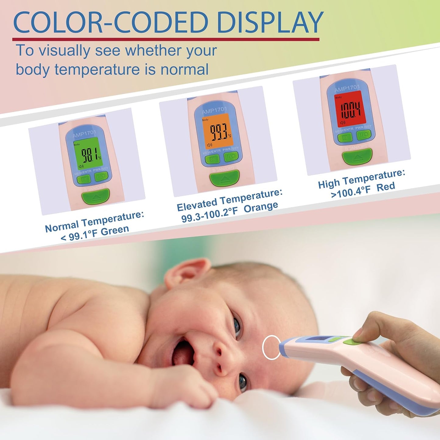 Amplim Non-Contact Forehead Thermometer for Adults, Kids & Infants | Ampmed No-Touch Medical Grade