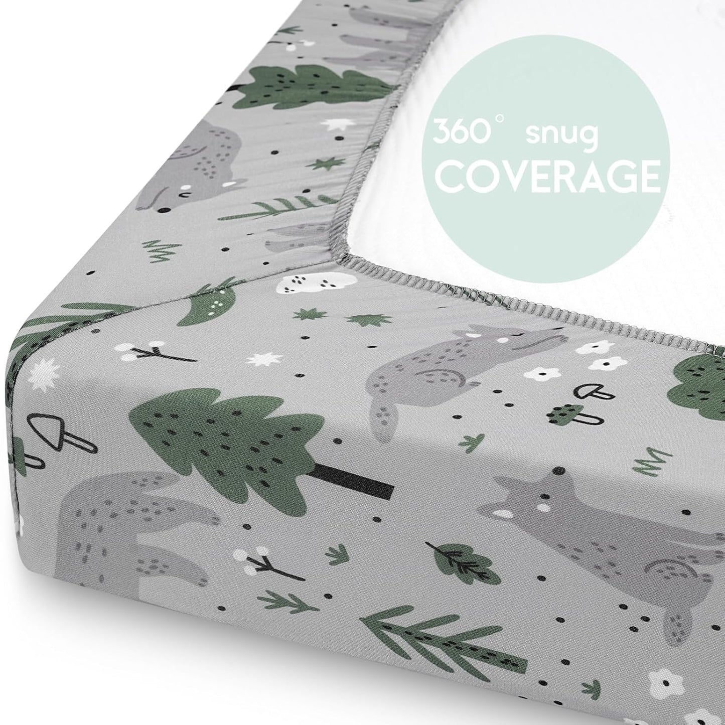 Yoofoss Pack and Play Sheets Fitted, Mini Crib Sheets 2-Pack for Pack N Play Mattress, Stretchy