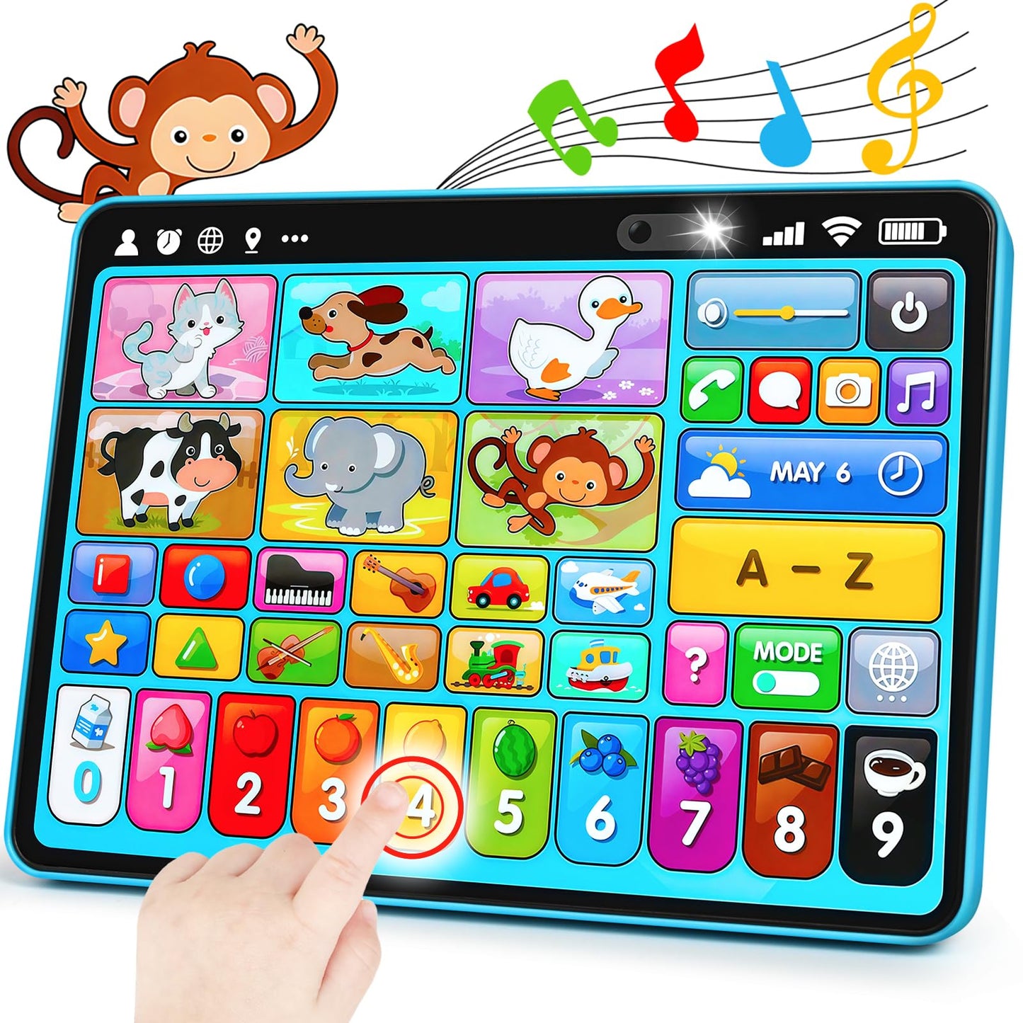 Peacurh Trilingual Learning Toy Tablet with Music & Sound, Montessori Speech Musical Therapy Toys