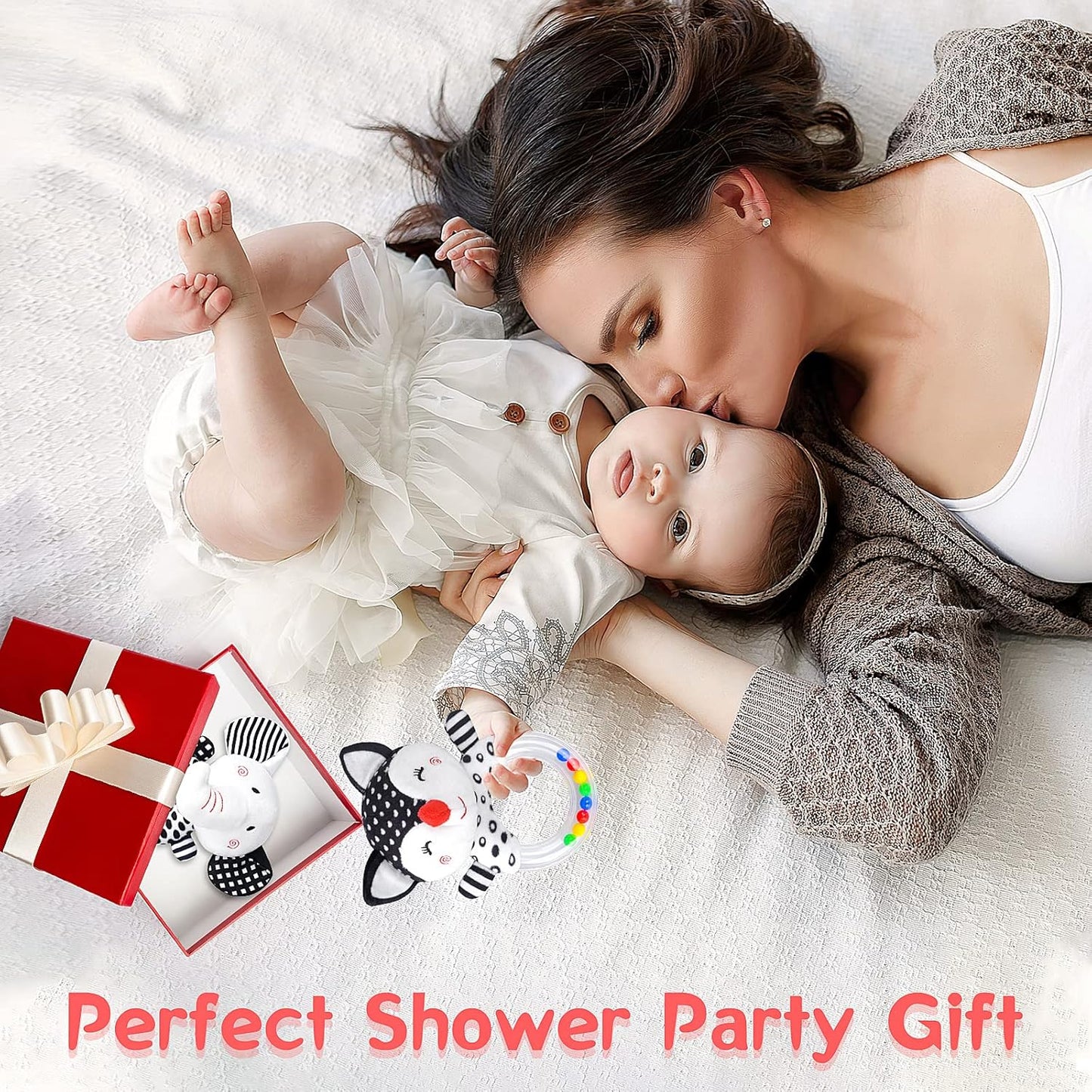 Baby Rattles 0-6 Months Newborn Toys Infant Toys 0-6 Months Rattles for Babies 0-6 Months Baby Toys 0-6 Months, Black and White High Contrast Baby Toys for 0 3 6 9 12 Months (Baby Rattles)