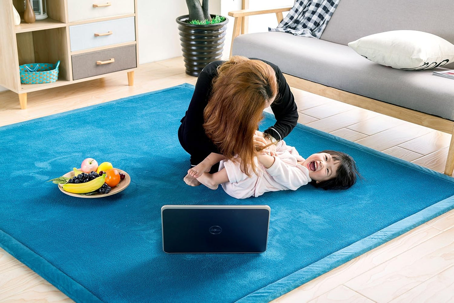 V-mix Handmade Weaving Plush Foam Play Mat for Baby, Toddler & Children - Yoga & Exercise Mat, Cushy-Soft & Thick, Hypoallergenic, Non-Toxic, Reversible