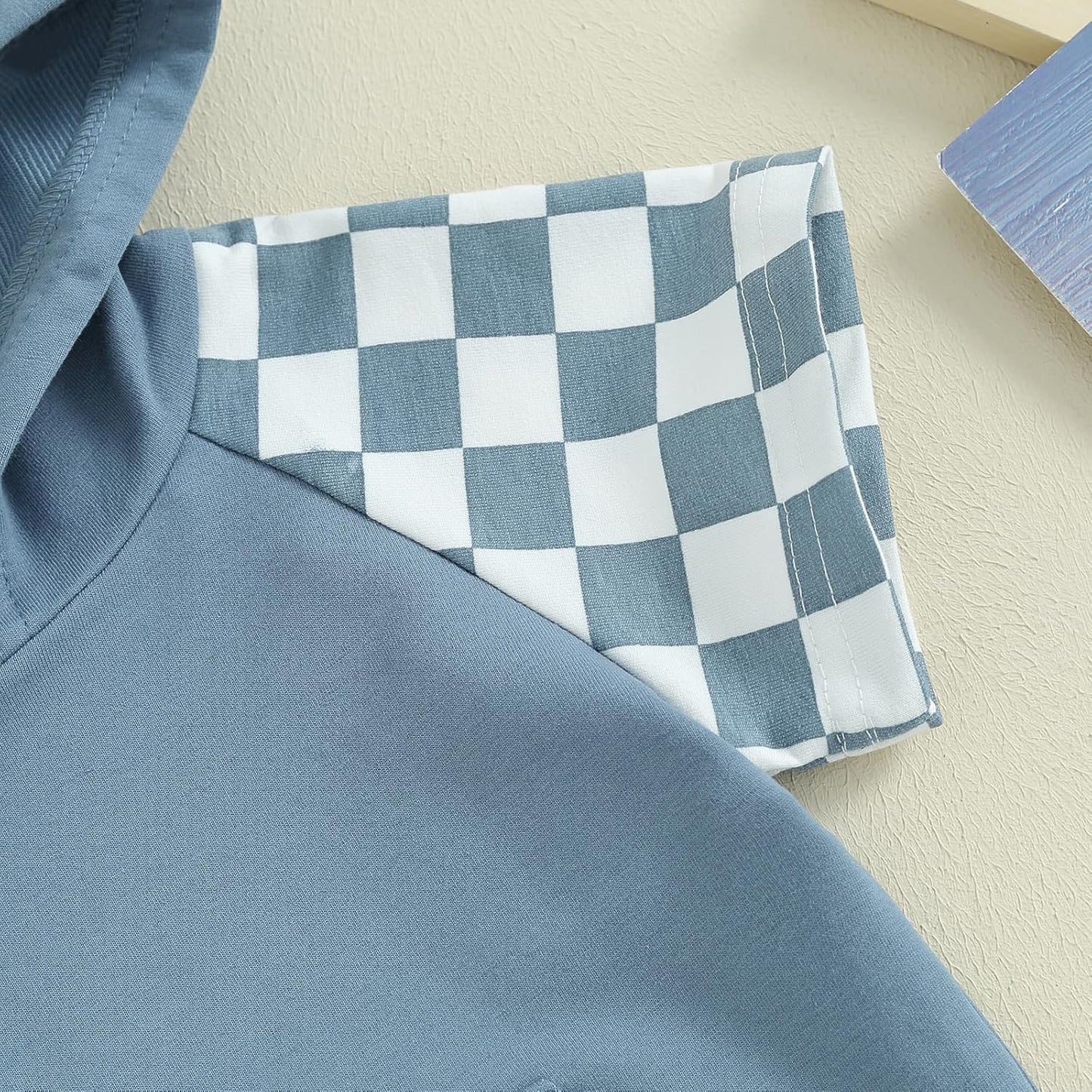 Toddler Baby Boy Summer Hooded Outfit Contrast Color Short Sleeve T Shirt Top Elastic Shorts Summer Clothes Set