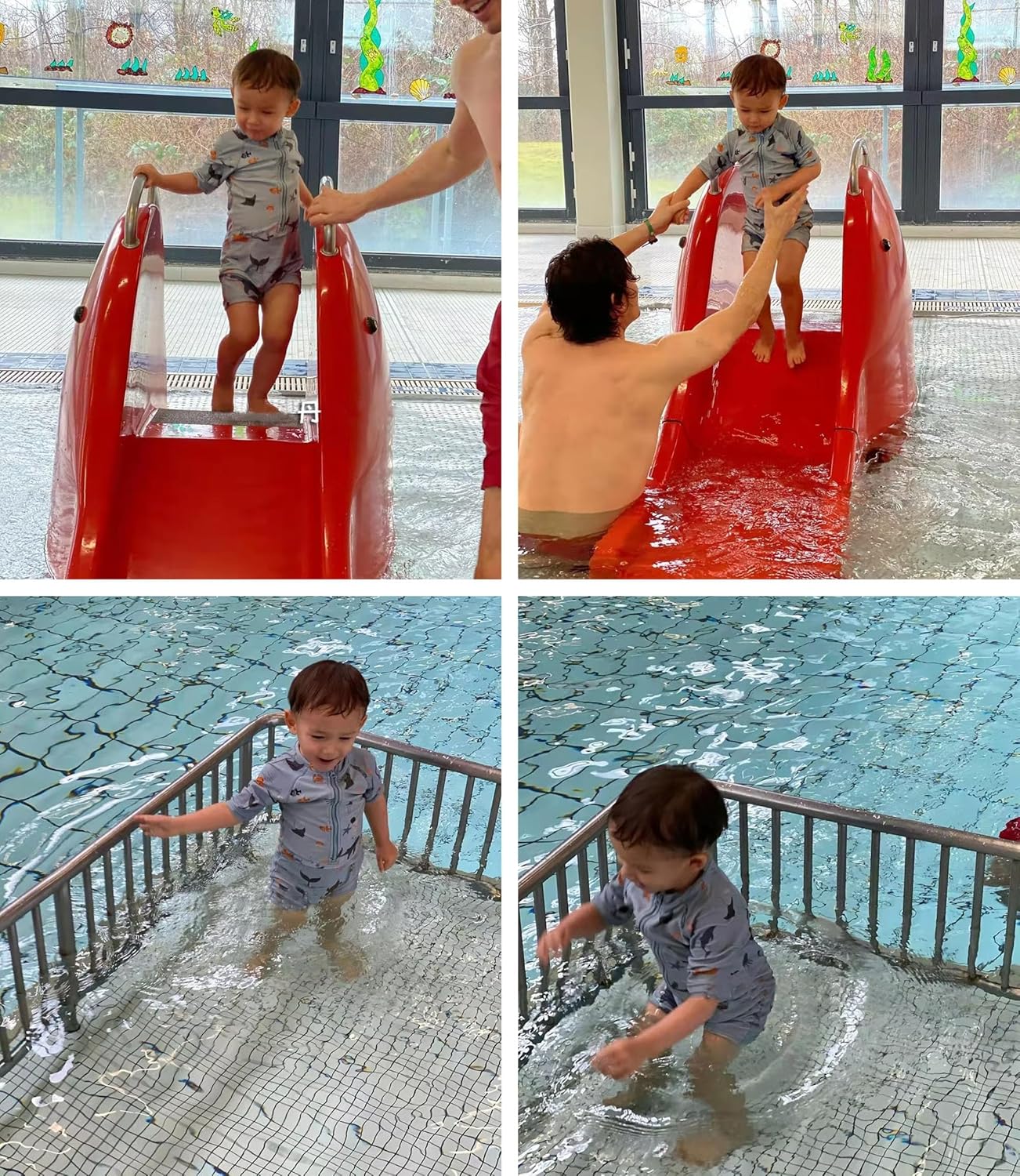 Boys One Piece Swimsuit Whale Dolphin Bathing Suit Zipper Rash Guard Kid Short Sleeve Swimwear Shark Beach Wear UPF50+