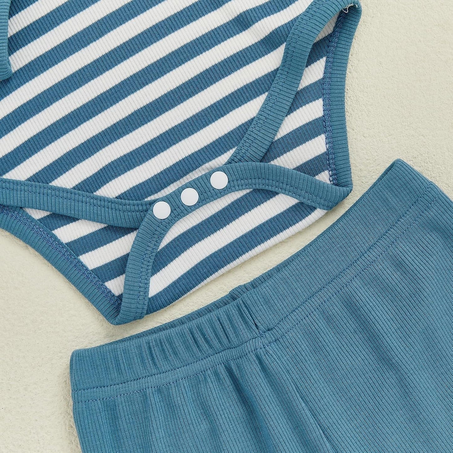 fhutpw Baby Boy Clothes 3 6 12 18 Months Ribbed Knitted Long Sleeve Romper and Pants Sets Newborn Fall Splicing Color Outfits