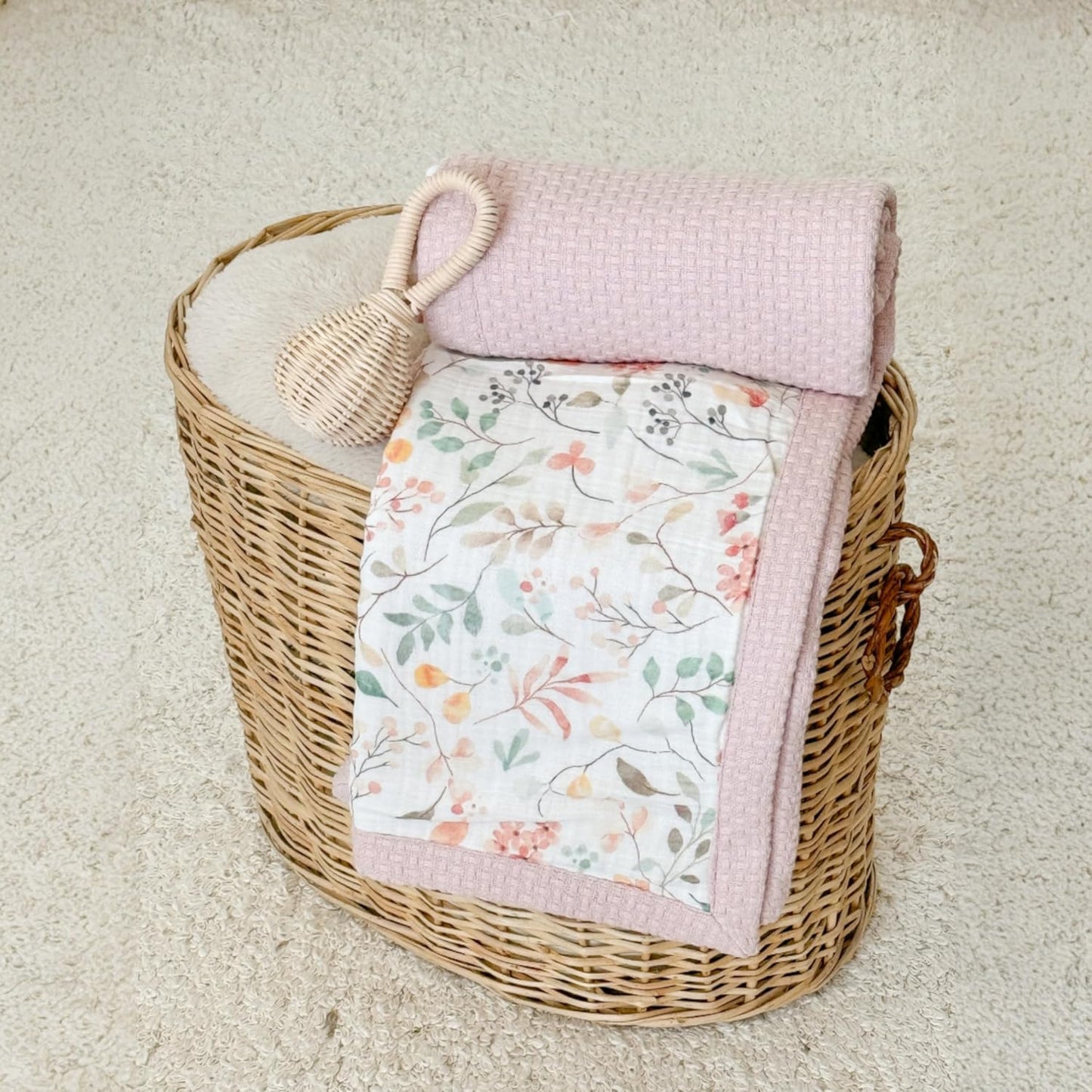 Personalized Baby Blanket with Name – Handmade 100% Organic Cotton Newborn Gift | Custom Knit