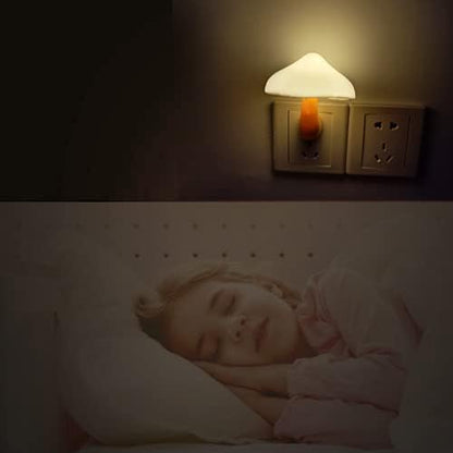 AUSAYE 2 Pack Sensor LED Night Light Plug in NightLight Energy Saving Wall Lamp Mushroom Night Lights for Bedroom, Bathroom,Toilet,Hallway,Kitchen,Kids,Adults Warm White