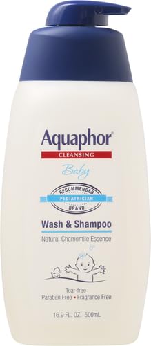 Aquaphor Baby Wash and Shampoo - Mild, Tear-free 2-in-1 Solution for Baby’s Sensitive Skin - 16.9