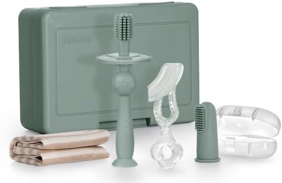 haakaa Training Toothbrush Set Oral Care Kit, Soft Silicone Toothbrush for Baby, Infants, Toddlers