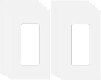 1-Gang Screwless Decora Wall Plate Cover Single Switch Outlet Electrical Faceplate for Light Switch, Smart Switch, Receptacle, Dimmers, USB Outlet, GFCI, Child Safe Cover Plate, White (10-Pack)