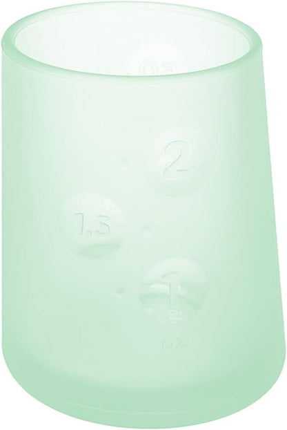 Olababy First Cup | Clear Sense 100% Silicone Infant Trainer Cup | 2oz Medicine Cup for Newborn | Non-Slip & Sloping Design for Tiny Hands & Baby Led Weaning (Mint, 1 Cup)