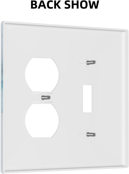 Decorative Outlet Covers Modern Abstract Blue Gold Line Marble 2 Gang Wall Plate Cover Single Toggle Duplex Combo Two Switch Light Switch Cover Plate Jumbo Dual GFCI Faceplate