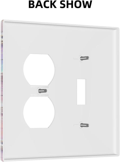 Decorative Outlet Covers Cute Pink Purple Mermaid Scales 2 Gang Wall Plate Cover Single Toggle Duplex Combo Two Switch Light Switch Cover Plate GFCI Faceplate for Bedroom Home Decor