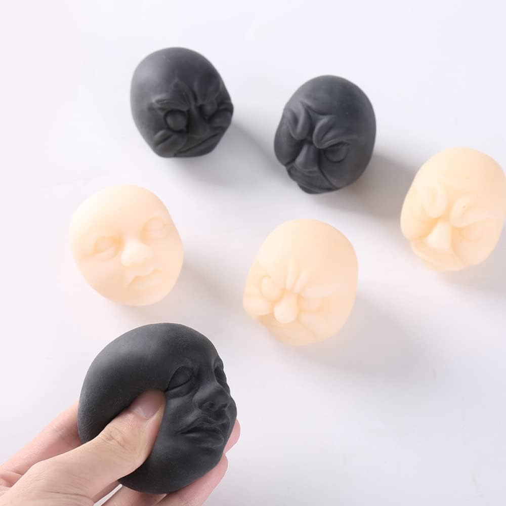 Anxiety Stress Release Fun Toys,Emotion Balls Fidget Toys for Pressures Relief Kneading Toys for All Age,Kids and Adults,Weird Face Bizarre Squeeze Toys. (White, Fury)
