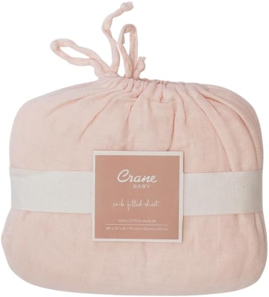 Crane Baby Cotton Sateen Fitted Sheet, 28x52'', Desert Rose, Pink Crib Sheets for Girls, Soft