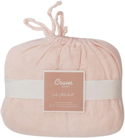 Crane Baby Cotton Sateen Fitted Sheet, 28x52'', Desert Rose, Pink Crib Sheets for Girls, Soft