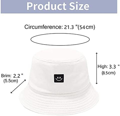 Kids Sun Hat Smile Face Bucket Hat for Girls Boys Summer Sun Protection Cotton Unisex Beach Cap