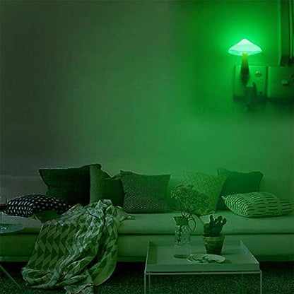 2 Pieces LED Mushroom Night Lamp Plug in Lamp Mushroom Night Light Mini Magic Mushroom Night Lights for Adults Kids Green