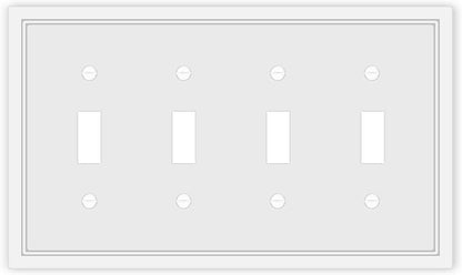 Quad Toggle Light Switch Cover Plate White Classic Decorative Light Switch Plates Cover 4-Gang Wall Plate Cover