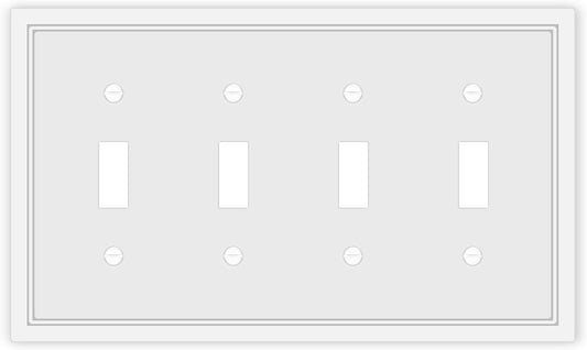 Quad Toggle Light Switch Cover Plate White Classic Decorative Light Switch Plates Cover 4-Gang Wall