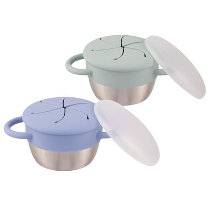 Elk and Friends Stainless Steel Snack Cups | Removable Silicone Food Catcher and Travel Lid |