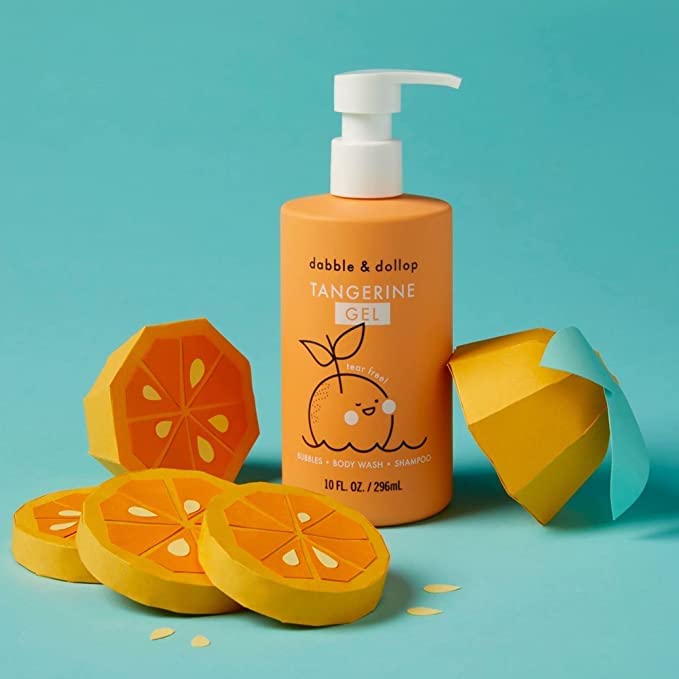 Dabble & Dollop Tangerine Body Wash & Shampoo – 3-in-1 Natural Bubble Bath for Kids, Made in USA
