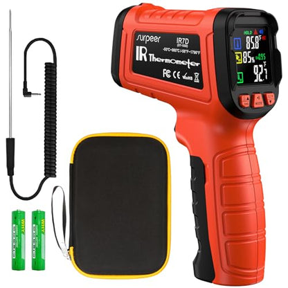 Infrared Thermometer Temperature Gun -58°F to 1796°, 16:1 Non Contact Laser Thermometer Gun with
