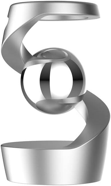 Aerospace Aluminum Adult Fidget Spinner: Optical Illusion Desk Toy, Gravity-Defying Metallic Shape, Stainless Steel Sphere, Stress Relief Kinetic Sculpture (Silver Silver)
