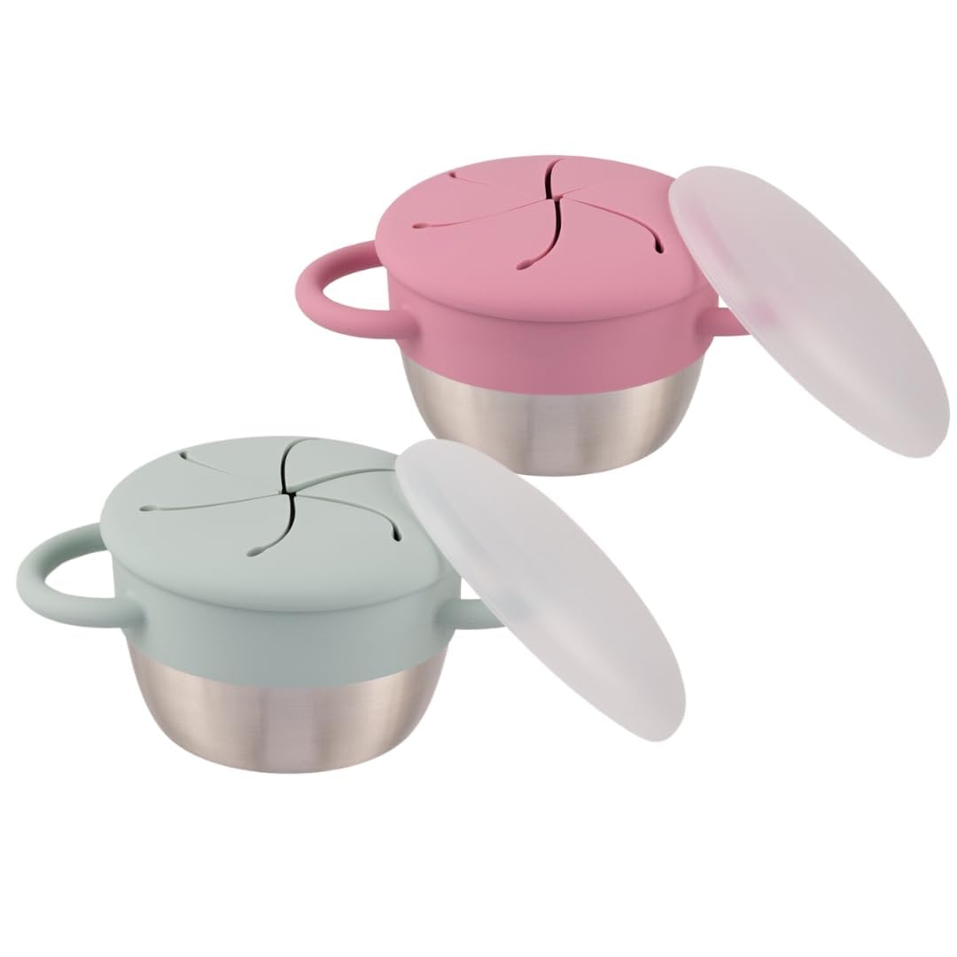 Elk and Friends Stainless Steel Snack Cups | Removable Silicone Food Catcher and Travel Lid |
