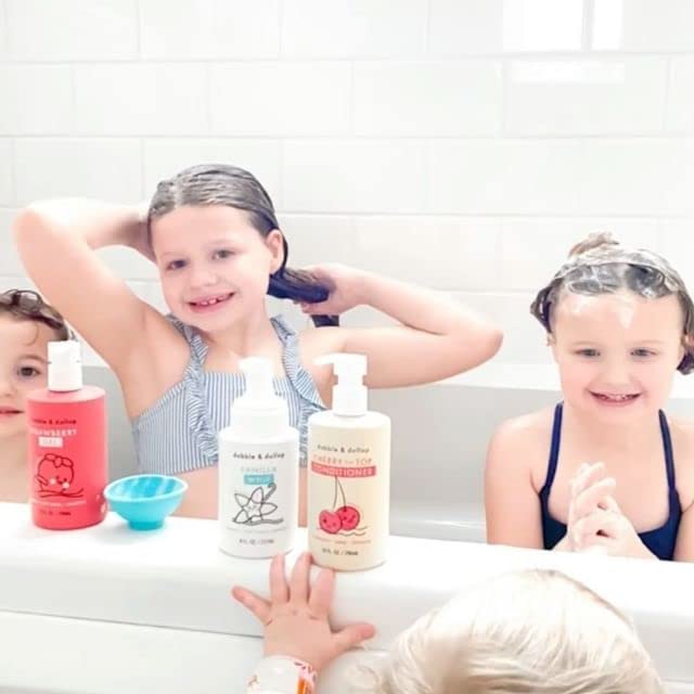 Dabble & Dollop Strawberry + Vanilla Body Wash & Shampoo – 3-in-1 Natural Bubble Bath for Kids