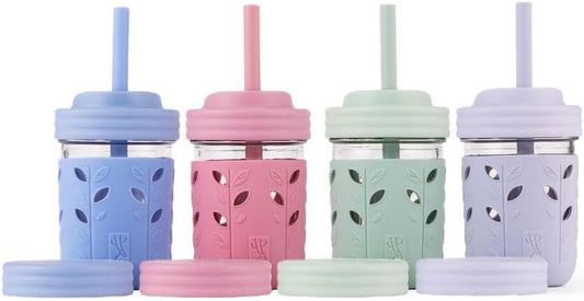 Elk and Friends Kids & Toddler Cups | The Original Glass Mason jars 8 oz with Silicone Sleeves &