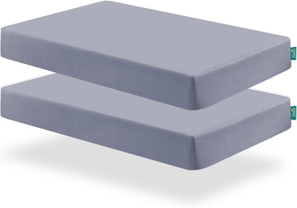 Crib Sheets and Waterproof Crib Mattress Protector 4 Pack Set,Waterproof Crib Sheets Mattress Pad Cover for Baby Boys and Girls, Grey