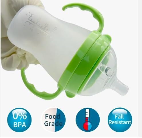 Baby Bottles (2 Pack) 8oz Nurture Nest Anti Colic Bottles with Easy to Hold Handles and Soothing