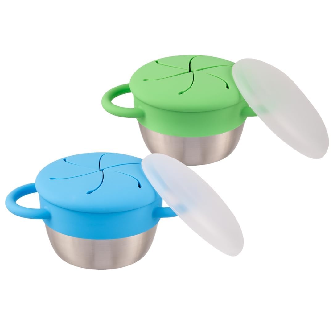 Elk and Friends Stainless Steel Snack Cups | Removable Silicone Food Catcher and Travel Lid |