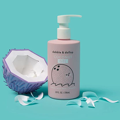 Dabble & Dollop Coconut Body Wash & Shampoo – 3-in-1 Natural Bubble Bath for Kids, Made in USA, No