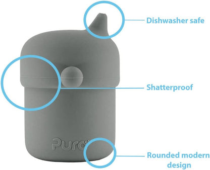 Pura my-my Silicone Sippy Cup 5oz/150ml - Training Cup, Reusable, Platinum Food Grade Medical Grade, Spill Proof Cups for Kids, Toddlers, Babies & Infants (Slate)
