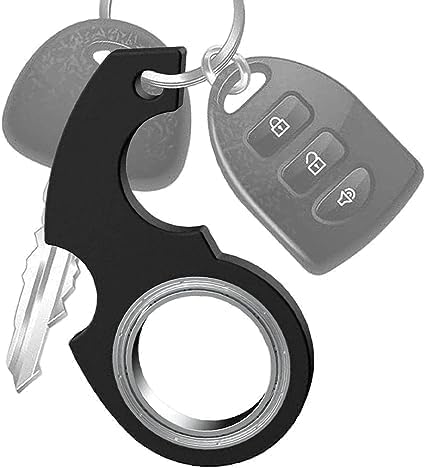 Black Keychain Spinner Fidget Ring Toy,Keychain Spinner Fidget Ring Metal Key Chain Spinner Fidget Ring Type Toy for Man Women and Kids,Fidget Spinners,Keychain Spinner Fidget