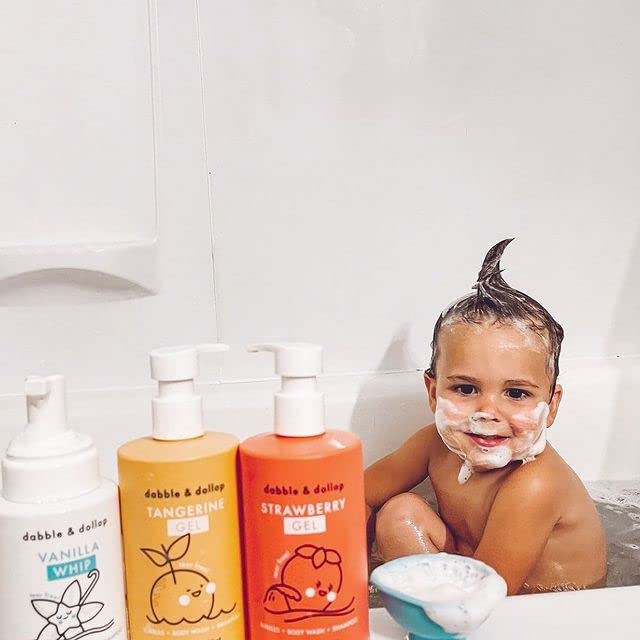 Dabble & Dollop Tangerine + Vanilla Body Wash & Shampoo – 3-in-1 Natural Bubble Bath for Kids, Made