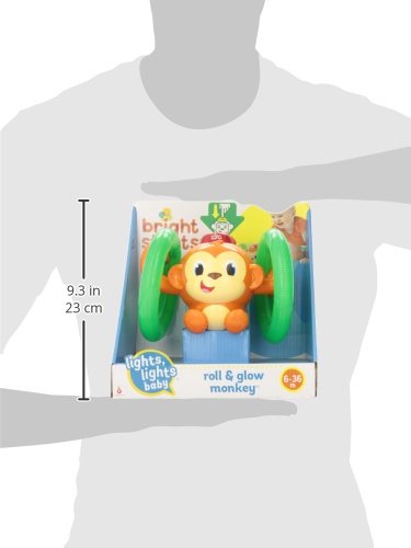 Bright Starts Roll & Glow Monkey Crawling Baby Toy with Lights and Sounds, Tummy Time Toy, 6 Months