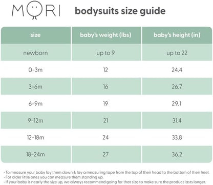 MORI Baby Unisex Long Sleeve Bodysuit Viscose from Bamboo and Organic Cotton - Comfortable Toddler Romper for Boys and Girls