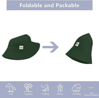 Kids Sun Hat Smile Face Bucket Hat for Girls Boys Summer Sun Protection Cotton Unisex Beach Cap