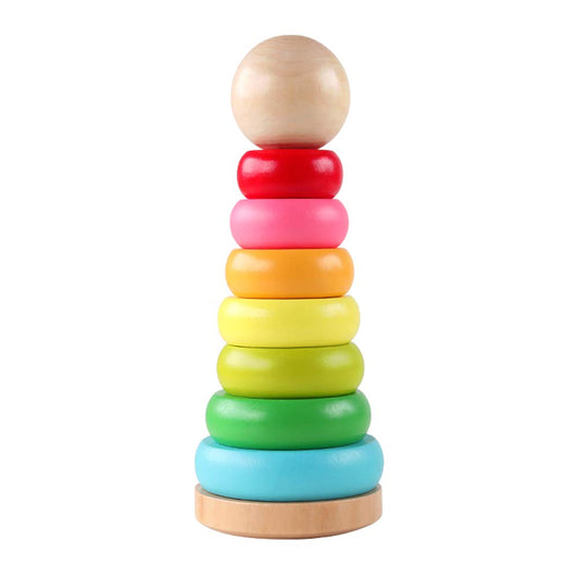 GEMEM Stacking Rings Toy Wooden Rainbow Stacker
