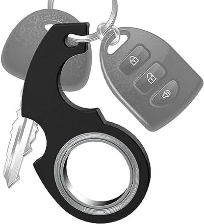 Black Keychain Spinner Fidget Ring Toy,Keychain Spinner Fidget Ring Metal Key Chain Spinner Fidget Ring Type Toy for Man Women and Kids Fidget Spinners