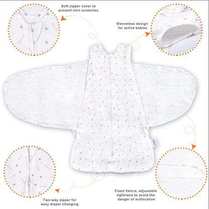 Swaddle-Blanket Baby Girl & Boy Swaddles Newborn Infant Transition 100% Cotton Wrap Blankets, 3-Way Adjustable Wearable Blanket, TOG 1.0 (Love, Small, 0-3 Month)