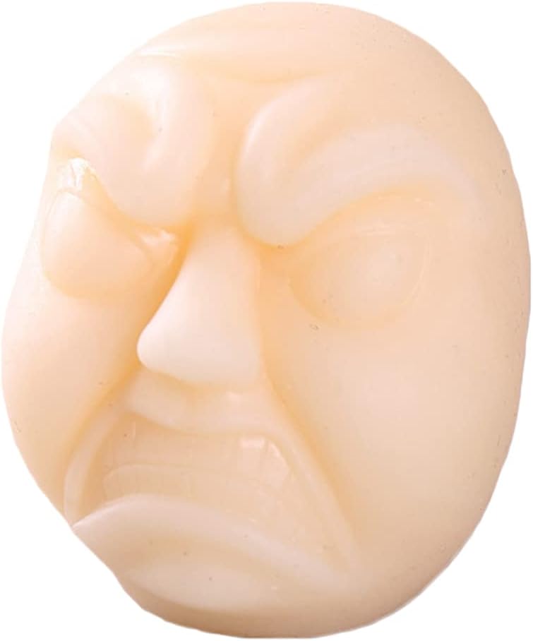 Anxiety Stress Release Fun Toys,Emotion Balls Fidget Toys for Pressures Relief Kneading Toys for All Age,Kids and Adults,Weird Face Bizarre Squeeze Toys. (White, Fury)