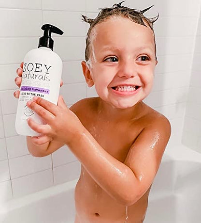 Zoey Naturals - Soothing Lavender Wash & Shampoo - Toddlers & Kids - With Tear-free, Paraben-Free