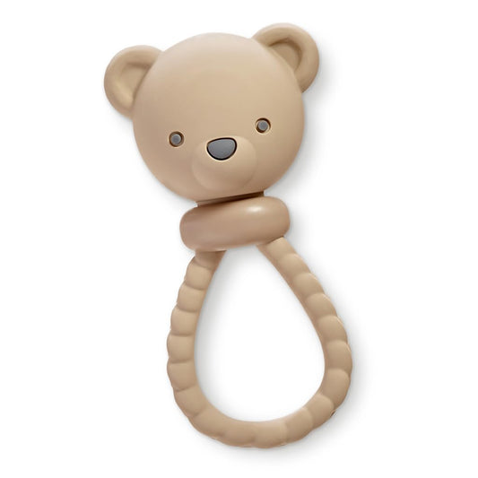 Itzy Ritzy Silicone Rattle Toy, Teething Toy with Soft Jingle Sound (Bear)