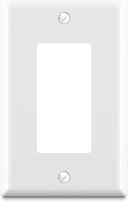 ELEGRP Decorative Receptacle Wall Plate, 1-Gang Mid Size Decorator Covers, Unbreakable Polycarbonate Faceplates for Decorator Device, UL Listed, Screws Included (1 Pack, Glossy White)